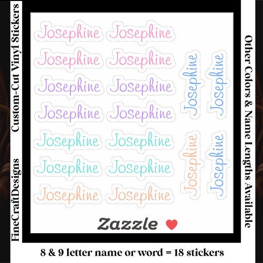 18 Custom Modern 8/9 Letters Name Word Trendy Aufkleber