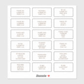 18 Einzeladressen des Gastes Informal Brown Aufkleber (Blatt)