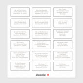 18 Einzeladressen für den Namen der Hochzeitsgäste Aufkleber (Blatt)