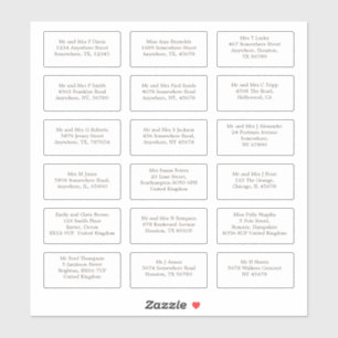 18 Einzeladressen für den Namen der Hochzeitsgäste Aufkleber