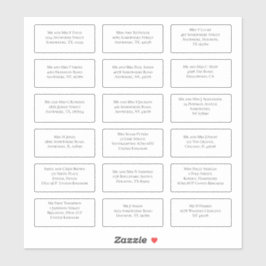 18 Einzeladressen für den Namen eines Hochzeitgäst Aufkleber