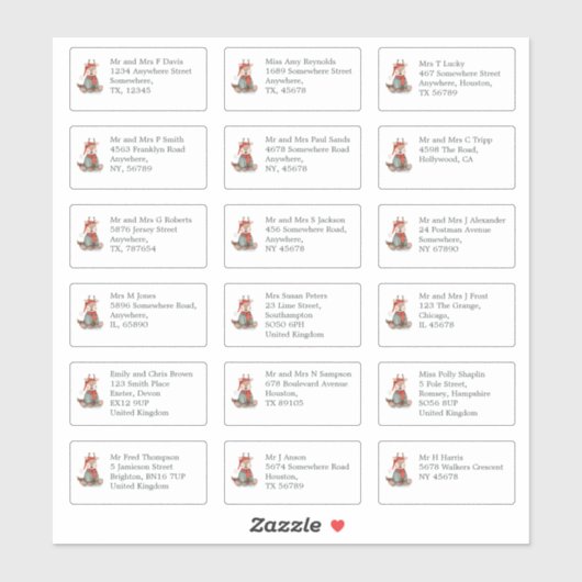 18 Empfängername Anschrift Reindeer Weihnachten Aufkleber (Blatt)