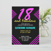 18. Fabulous Geburtstag Achtzehn Tag Einladung (Stehend Vorderseite)
