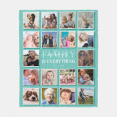 18 Familienname für Fotocollage Aquamarin Fleecedecke (Vorderseite)
