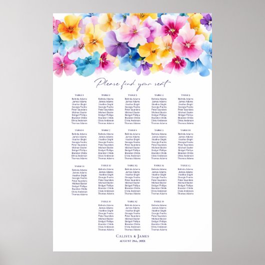 18 farbenfrohe Blumenübersicht Poster (Vorne)