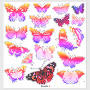 18 Farbenfrohe Vintage Kunst Schmetterlinge Regenb Aufkleber