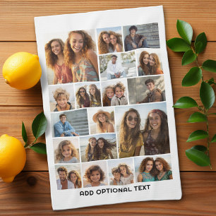 18 Foto-Collage - Benutzerdefinierter Text - Schwa Geschirrtuch