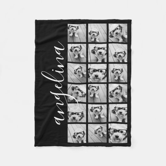 18 Foto Collage - CAN bearbeiten schwarz - Skriptn Fleecedecke (Vorderseite)