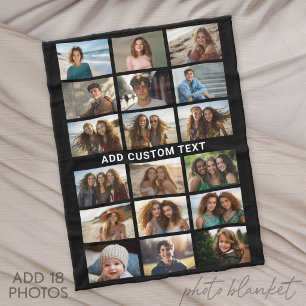 18-Foto-Collage-Ersteller - mit 1 Textzeile Fleecedecke