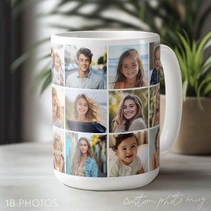 18 Foto-Collage - Minimales Raster mit Weiß Kaffeetasse