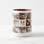 18 Foto Collage Moderner Familienmaroon Personalis Tasse (Zentrum)