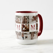 18 Foto Collage Moderner Familienmaroon Personalis Tasse (VorderseiteRechts)