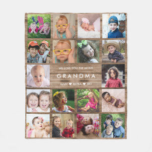 18 Foto Collage Rustic Wood Liebe You Oma Fleecedecke