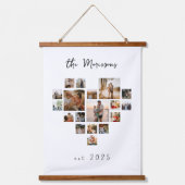 18-Foto-Herz Collage modern minimalistisch Wandteppich Mit Holzrahmen (Vorderseite)