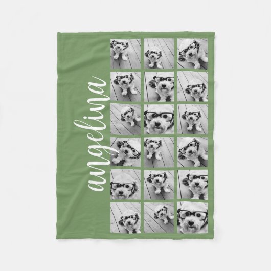 18 FotoCollage - CAN EDIT Hintergrundfarbe Fleecedecke (Vorderseite)