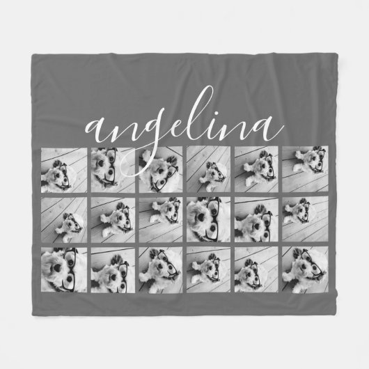 18 FotoCollage - CAN EDIT Hintergrundfarbe Fleecedecke (Vorderseite (Horizontal))