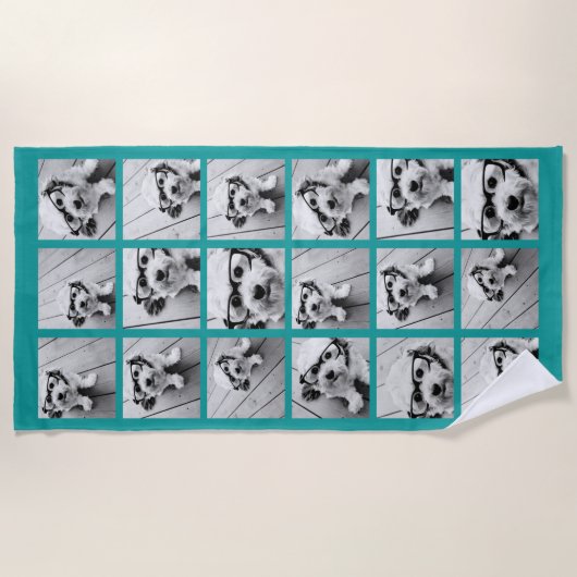 18 FotoCollage - CAN EDIT Hintergrundfarbe Strandtuch (Vorderseite)