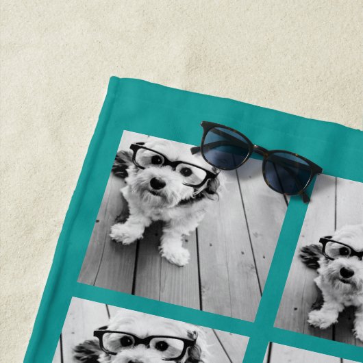 18 FotoCollage - CAN EDIT Hintergrundfarbe Strandtuch (Beispiel)