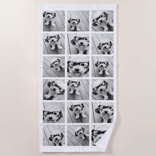 18 FotoCollage - CAN EDIT Hintergrundfarbe Strandtuch (Vorderseite)