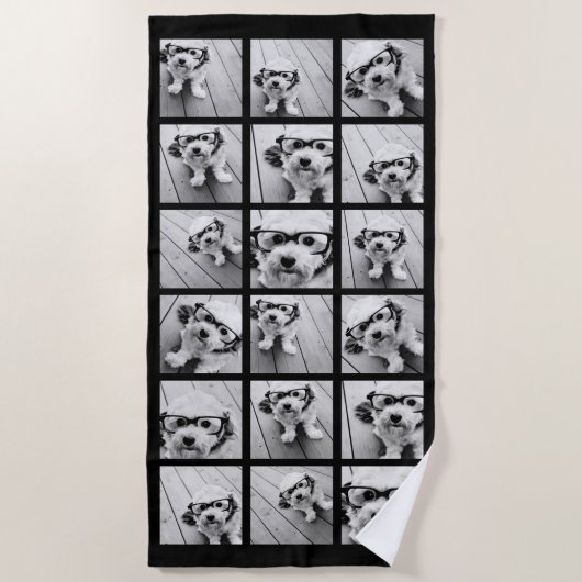 18 FotoCollage - CAN EDIT Hintergrundfarbe Strandtuch (Vorderseite)