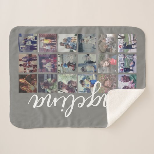 18 FotoCollage mit großem Script und neutral Sherpadecke (Vorderseite (Horizontal))