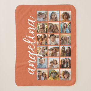 18-Fotocollage mit großer Schrift - Terrakotta Sherpadecke
