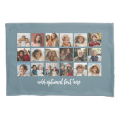 18 FotoCollage mit weißem Text auf blau Kissenbezug (Vorderseite)