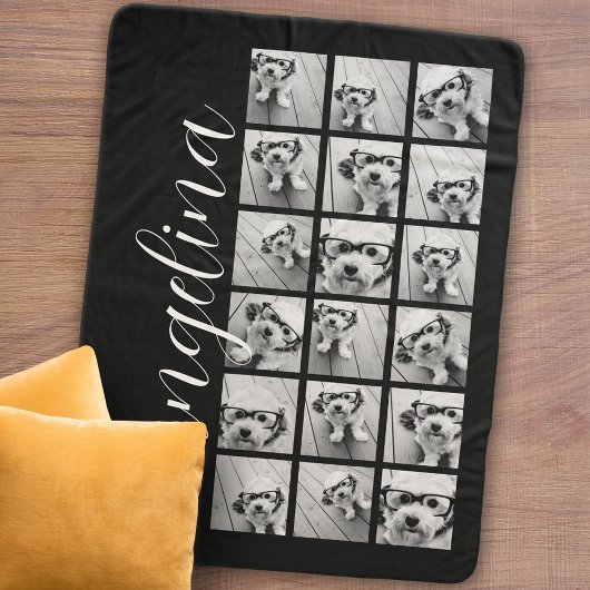 18 FotoCollage - Schwarz-weißes Skript "CAN EDIT" Sherpadecke