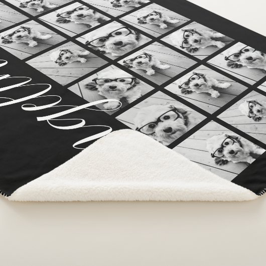 18 FotoCollage - Schwarz-weißes Skript "CAN EDIT" Sherpadecke (3/4)