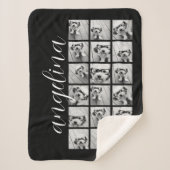 18 FotoCollage - Schwarz-weißes Skript "CAN EDIT" Sherpadecke (Vorderseite)