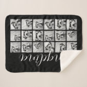 18 FotoCollage - Schwarz-weißes Skript "CAN EDIT" Sherpadecke (Vorderseite (Horizontal))