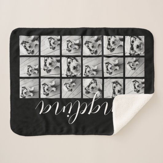 18 FotoCollage - Schwarz-weißes Skript "CAN EDIT" Sherpadecke (Vorderseite (Horizontal))