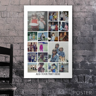 18 FotoCollage und Text - Schwarz bearbeiten Poster