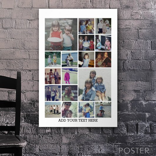 18 FotoCollage und Text - Schwarz bearbeiten Poster