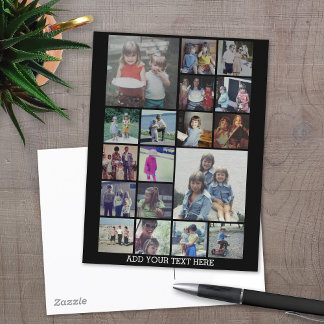 18 FotoCollage und Text - Schwarz bearbeiten Postkarte
