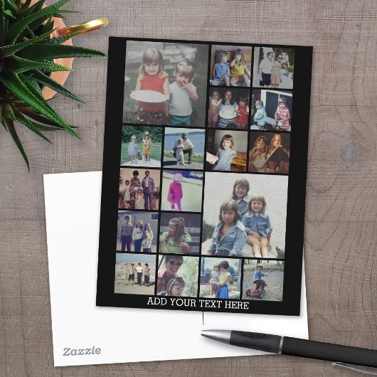 18 FotoCollage und Text - Schwarz bearbeiten Postkarte