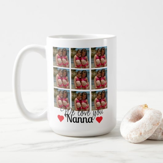 18 Fotos Collage Nanna Birthday Geschenk Kaffeetasse (Mit Donut)