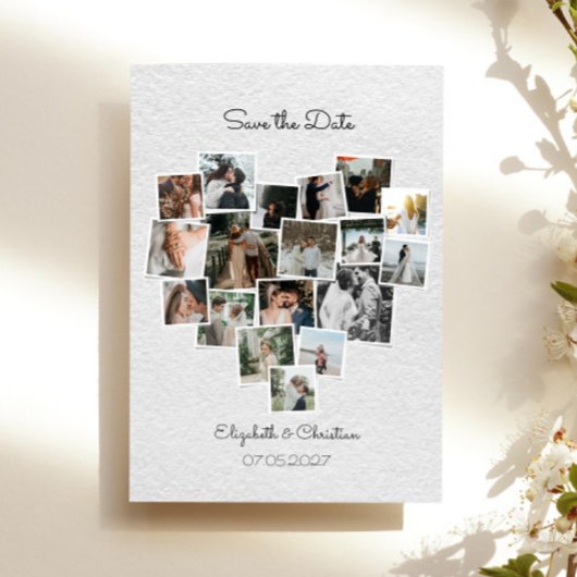 18 Fotos Kollage Herzform Save the Date Einladung