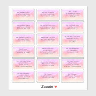 18 Gastname Adresse Pink Lilac Wasserfarben Aufkleber