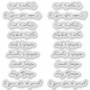 18 Gastnamen Handschrift-Stil Schrift Aufkleber