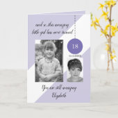 18. Geburtsdatum lila weißes Foto Karte (Gelbe Blume)
