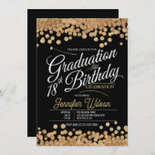 18. Geburtstag Abschluss Sparkling Gold Glitzer Einladung (Vorne/Hinten)