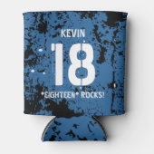 18. Geburtstag Achtzehn Rocks BLUE Grunge F18Z Dosenkühler (Vorderseite)