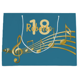 18. Geburtstag aquamarine grüne Musiknoten Große Geschenktüte