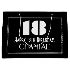 18. Geburtstag ~ Art Deco Inspiriert Look "18" + N Große Geschenktüte