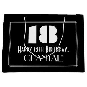18. Geburtstag ~ Art Deco Inspiriert Look "18" + N Große Geschenktüte