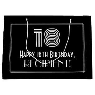 18. Geburtstag — Art Deco Inspiriert Look "18" & N Große Geschenktüte