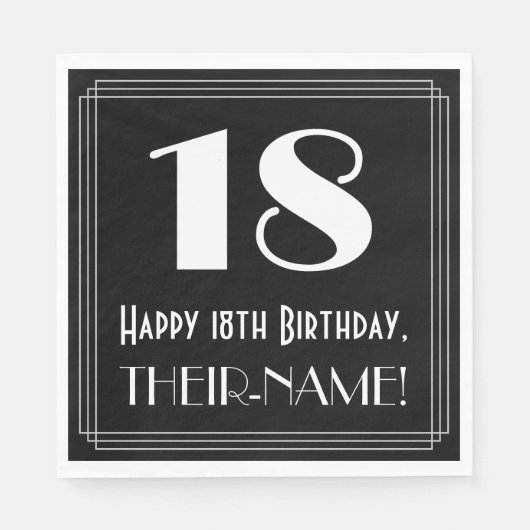 18. Geburtstag ~ Art Deco Inspiriert Look "18", Na Serviette (Vorderseite)