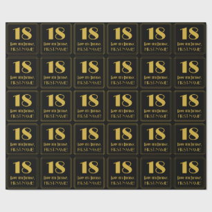 18. Geburtstag ~ Art Deco  Look "18", Name Geschenkpapier