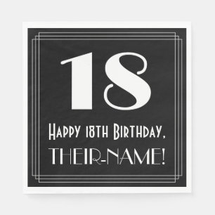 18. Geburtstag ~ Art Deco  Look "18", Name Serviette